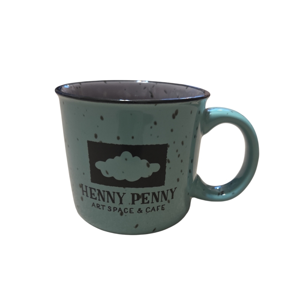 Henny Penny Art Space & Cafe Teal Speckled Coffee‎ Mug